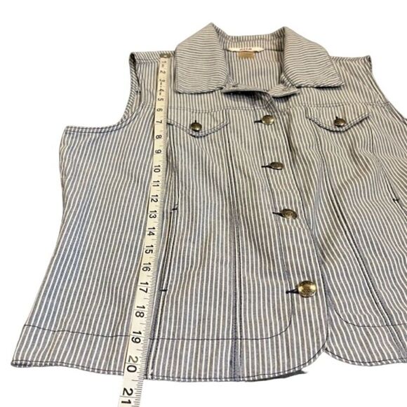 Alia Women's Striped Chambray Button Vest Size 10 - Picture 8 of 9
